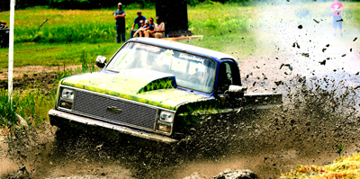 old chevy slinging mud