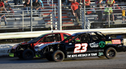 side by side down the frontstretch