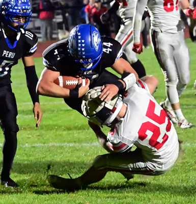 over the defender for score