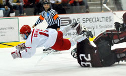 flying over goalie