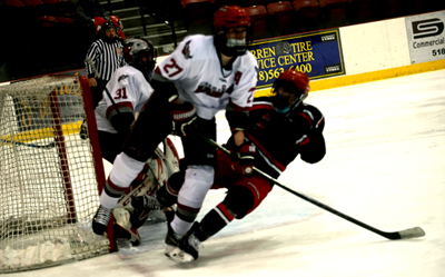 clearing out in front of the net